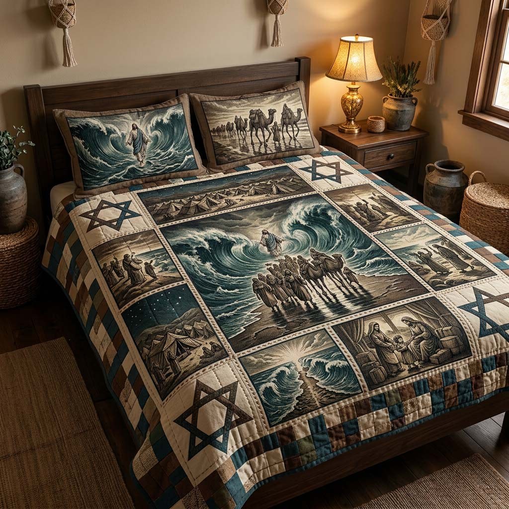 Covenant Wave Story 3-Piece Quilted Bedding Set — quilt and two matching pillow shams