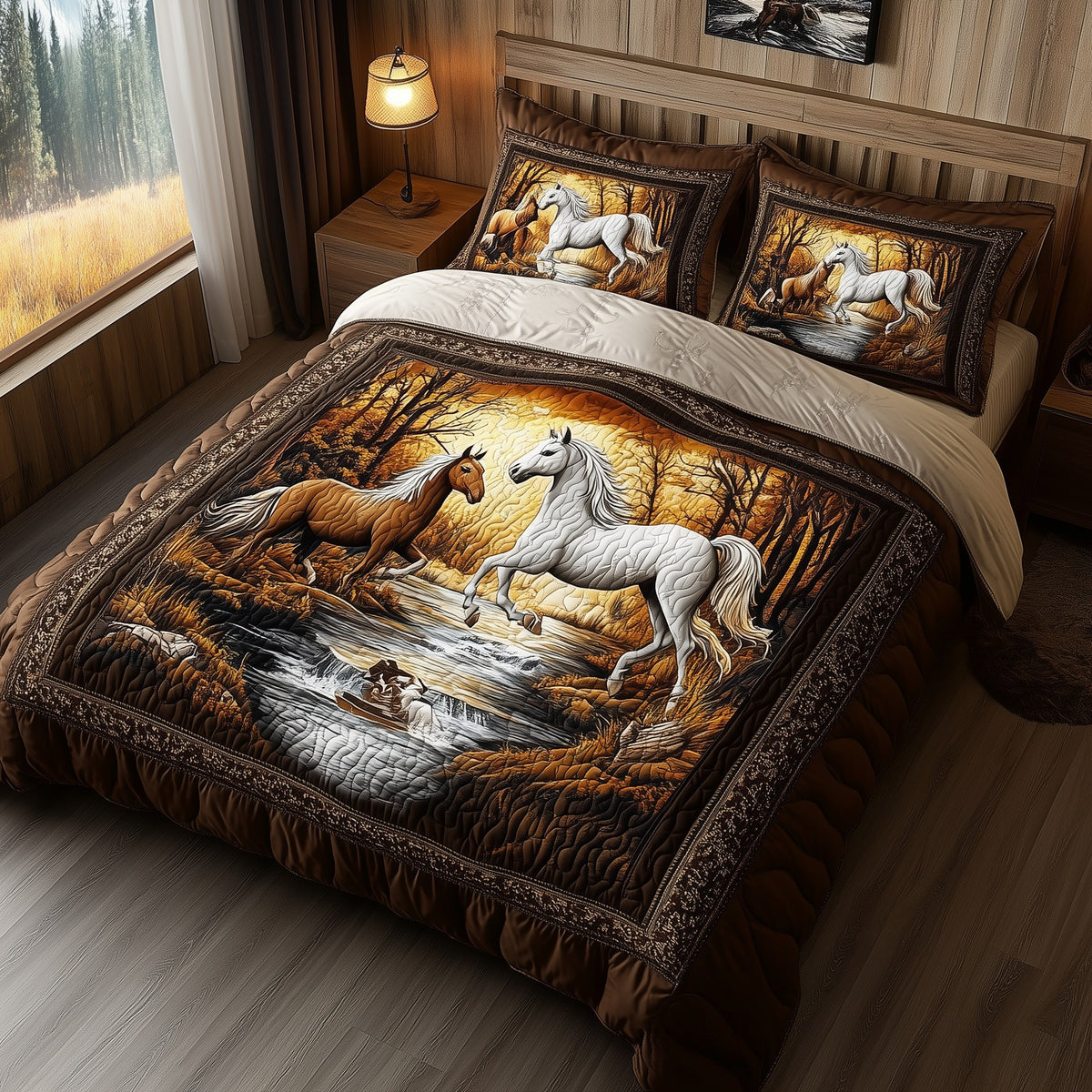Beachside Runners 3-Piece Quilted Bedding Set - Design 2 — quilt and two matching pillow shams