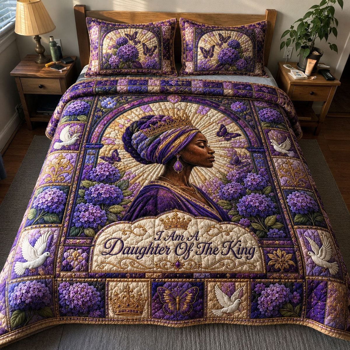Daughter Of the King Majesty 3-Piece Quilted Bedding Set — quilt and two matching pillow shams