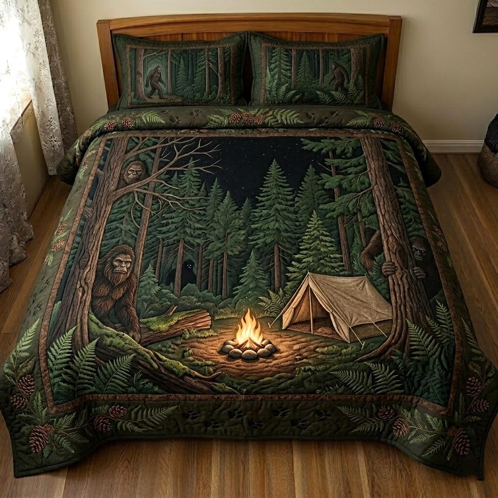 Bigfoot Trail 3-Piece Quilted Bedding Set - Design 4 — quilt and two matching pillow shams