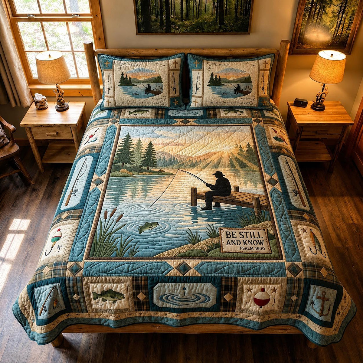 Faith Outdoors 3-Piece Quilted Bedding Set - Design 2 — quilt and two matching pillow shams