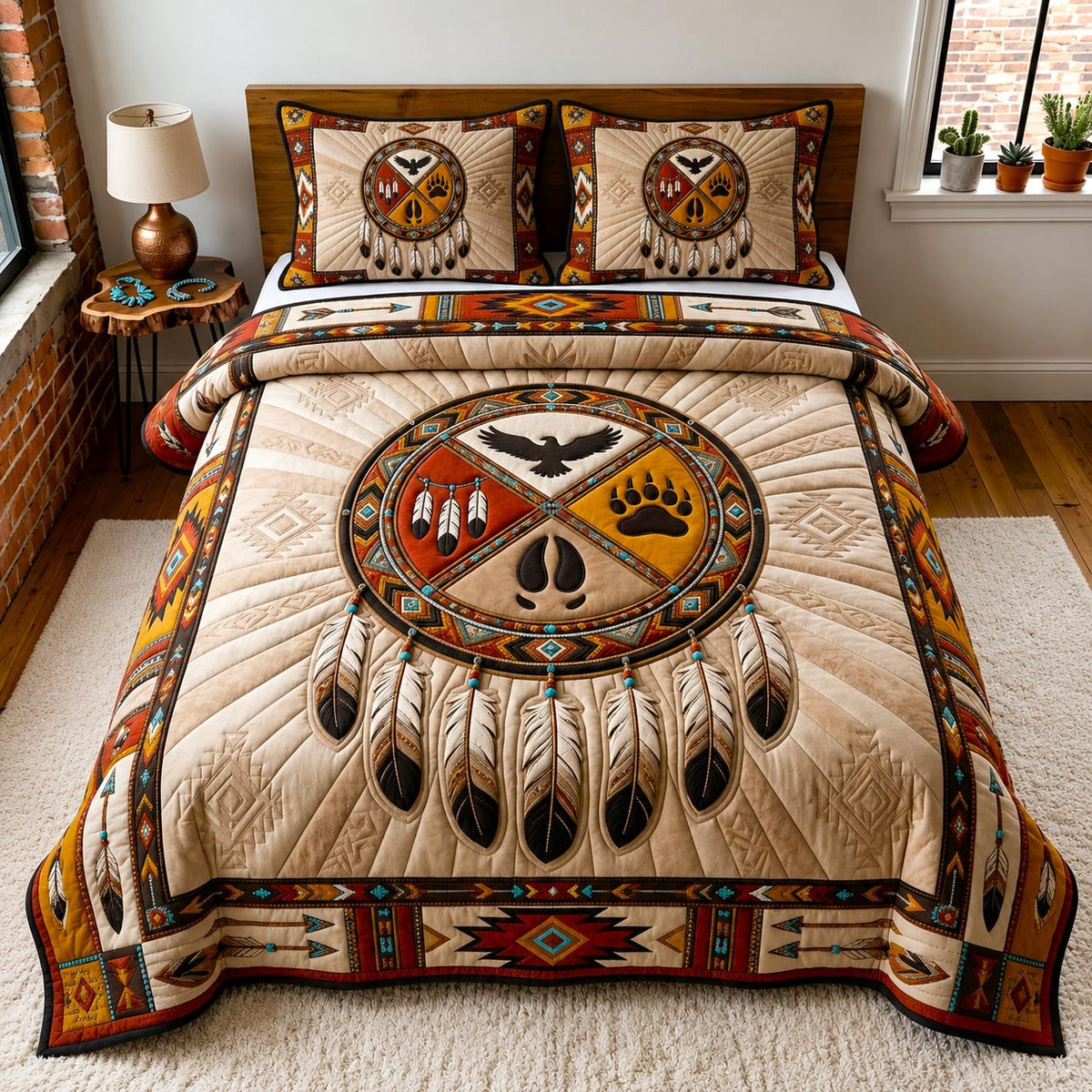 Dreamcatcher Soul 3-Piece Quilted Bedding Set — quilt and two matching pillow shams