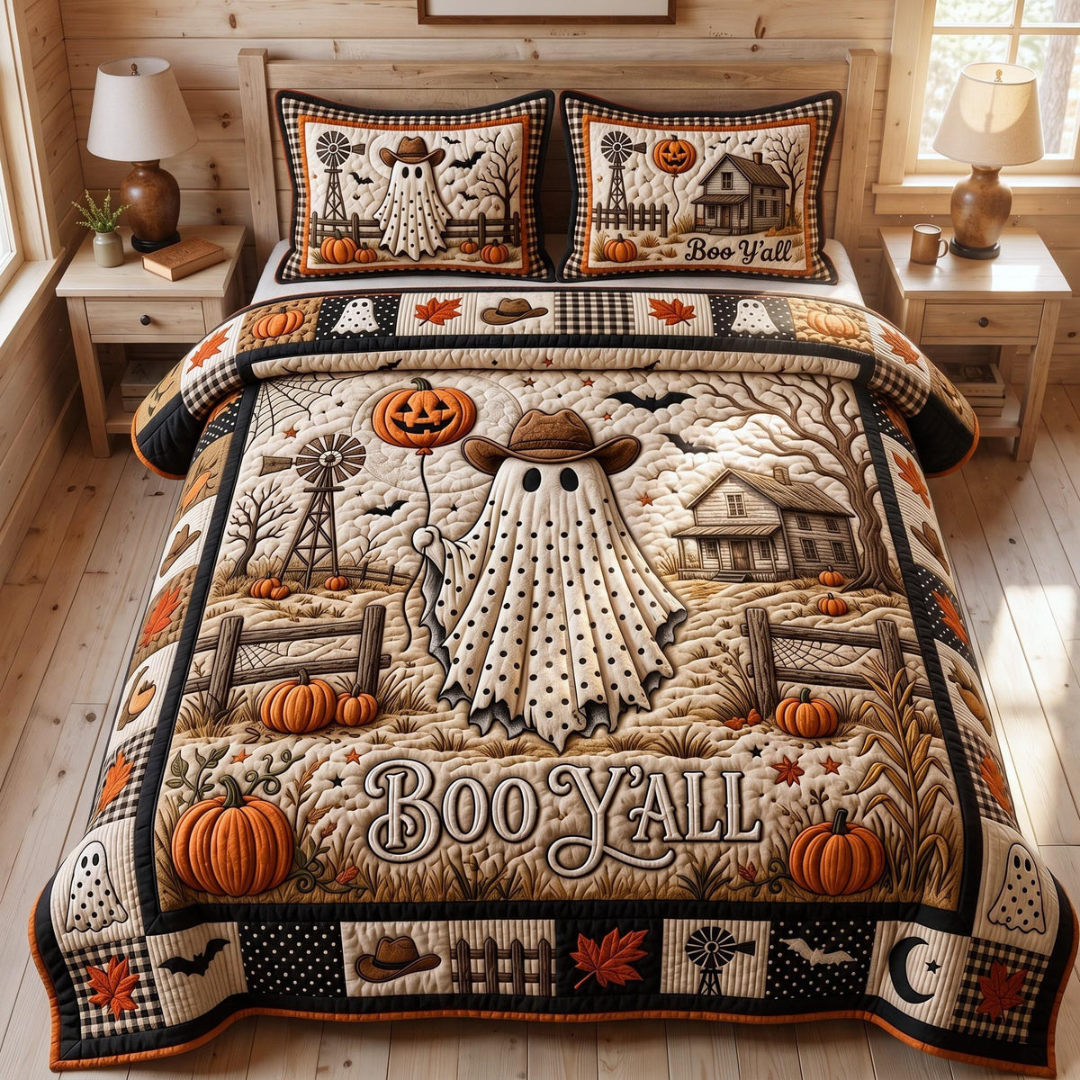 Boo Yall 3-Piece Quilted Bedding Set — quilt and two matching pillow shams