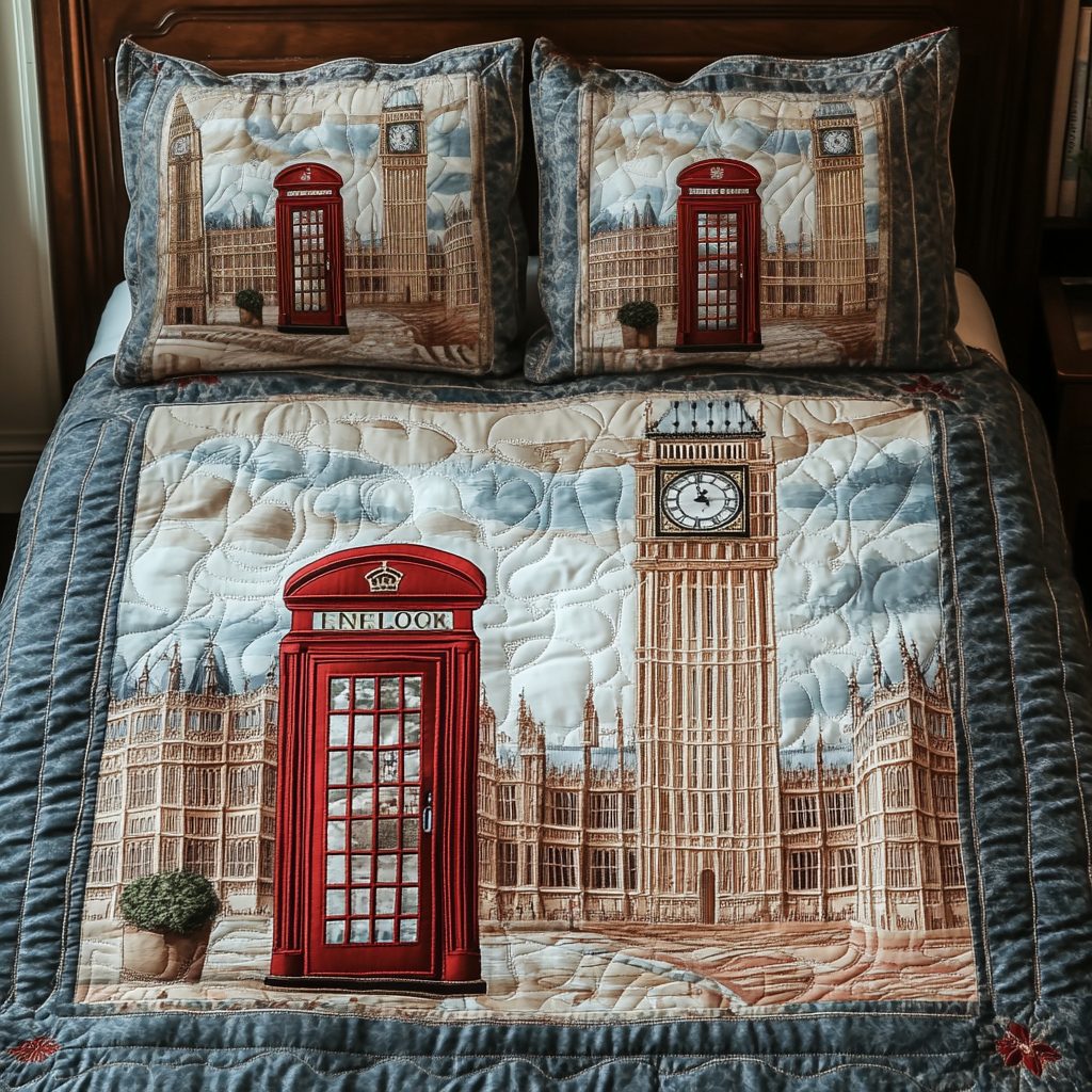 Big Ben Dream quilted 3-piece bedding set on a made bed with two matching pillow shams