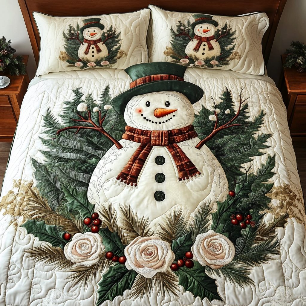 Chill Dreams quilted 3-piece bedding set on a made bed with two matching pillow shams
