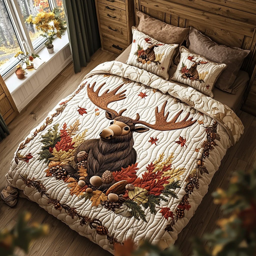 Crisp Trail quilted 3-piece bedding set on a made bed with two matching pillow shams