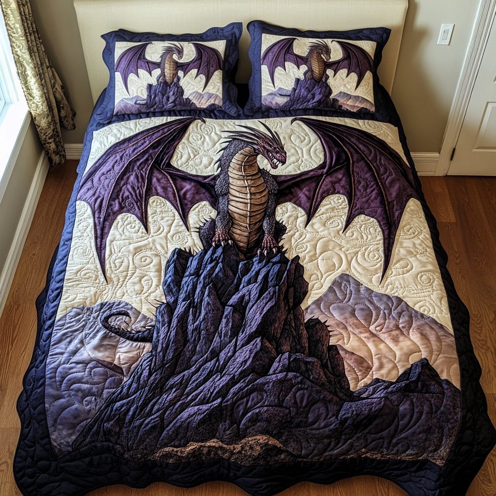 Emberstone quilted 3-piece bedding set on a made bed with two matching pillow shams