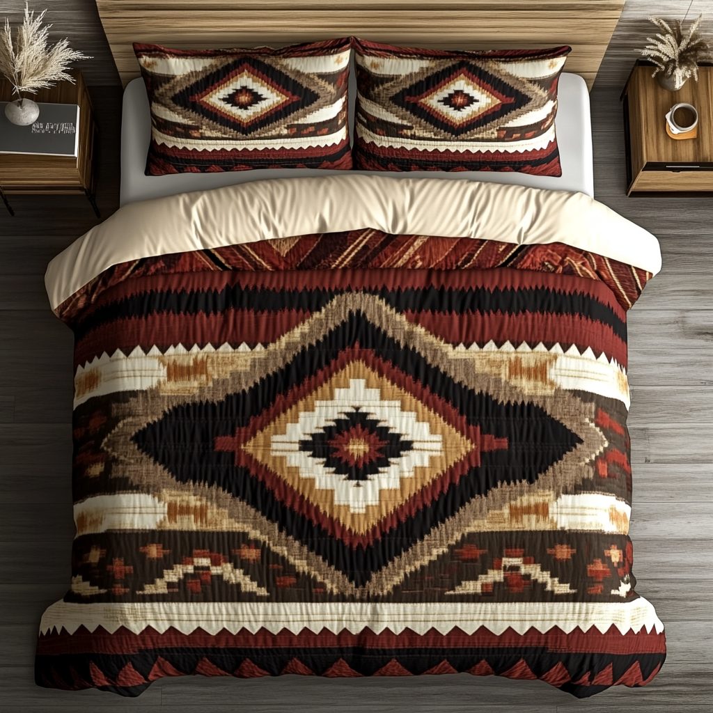 Ethereal Star quilted 3-piece bedding set on a made bed with two matching pillow shams