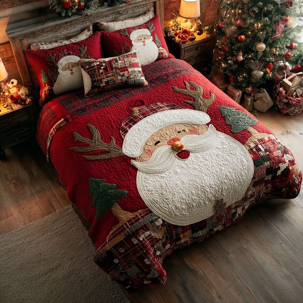 Festive Sleep quilted 3-piece bedding set on a made bed in a winter-styled bedroom