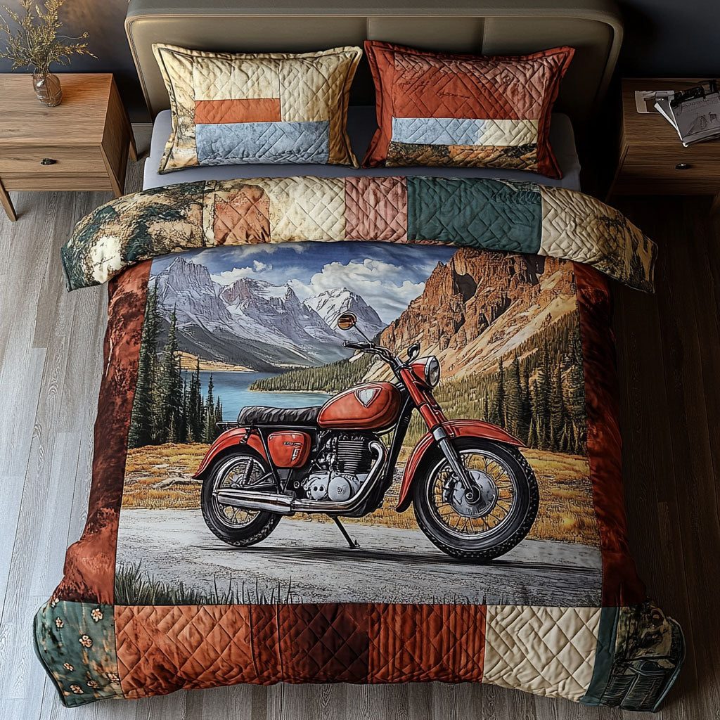 Freedom Unleashed quilted 3-piece bedding set on a made bed in a warmly lit bedroom