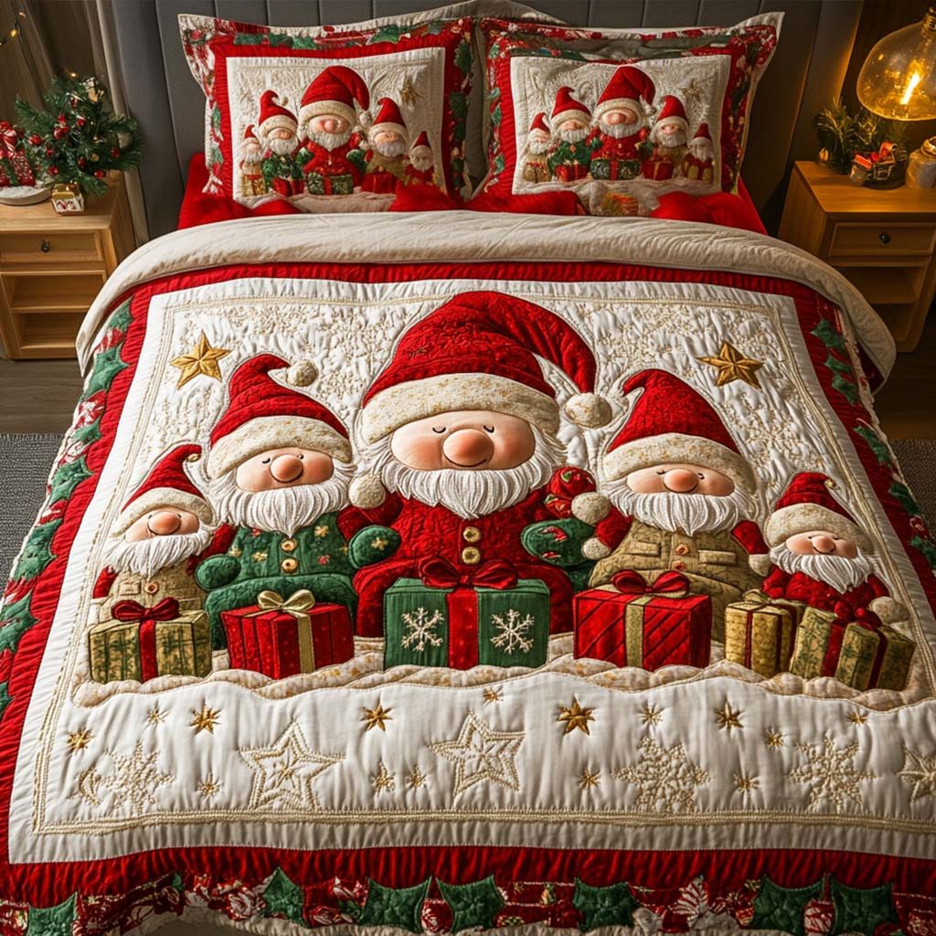 Gifted Spirits quilted 3-piece bedding set on a made bed with two matching pillow shams