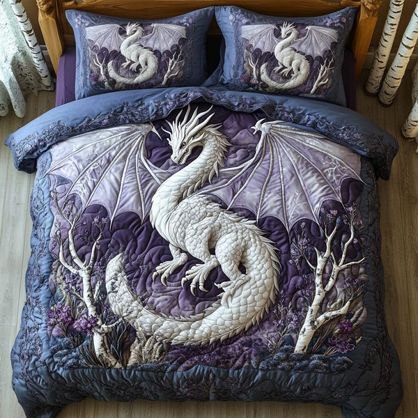 Infernal Wing quilted 3-piece bedding set on a made bed with two matching pillow shams
