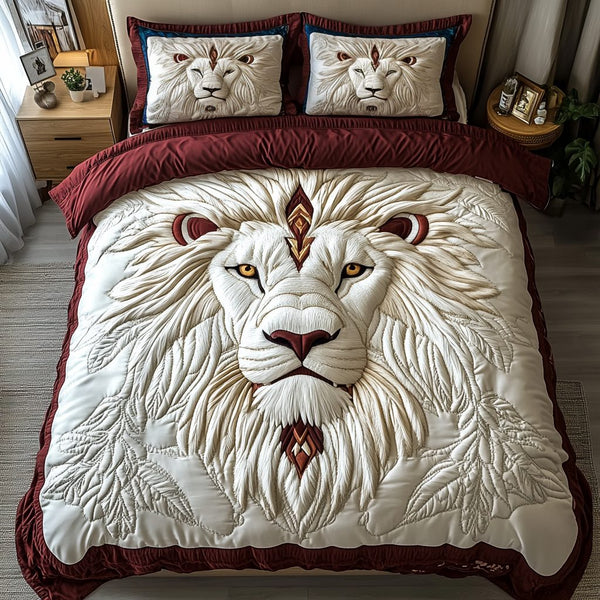 King of the Wild quilted 3-piece bedding set on a made bed with two matching pillow shams