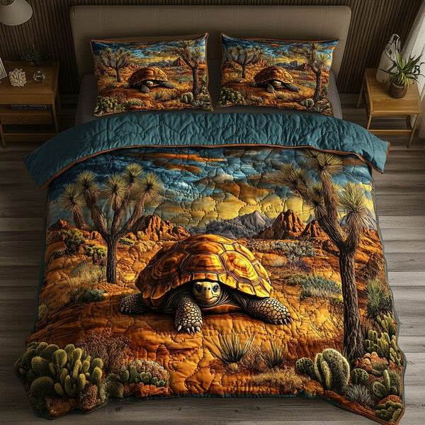 Petal Shell quilted 3-piece bedding set on a made bed in a light coastal bedroom