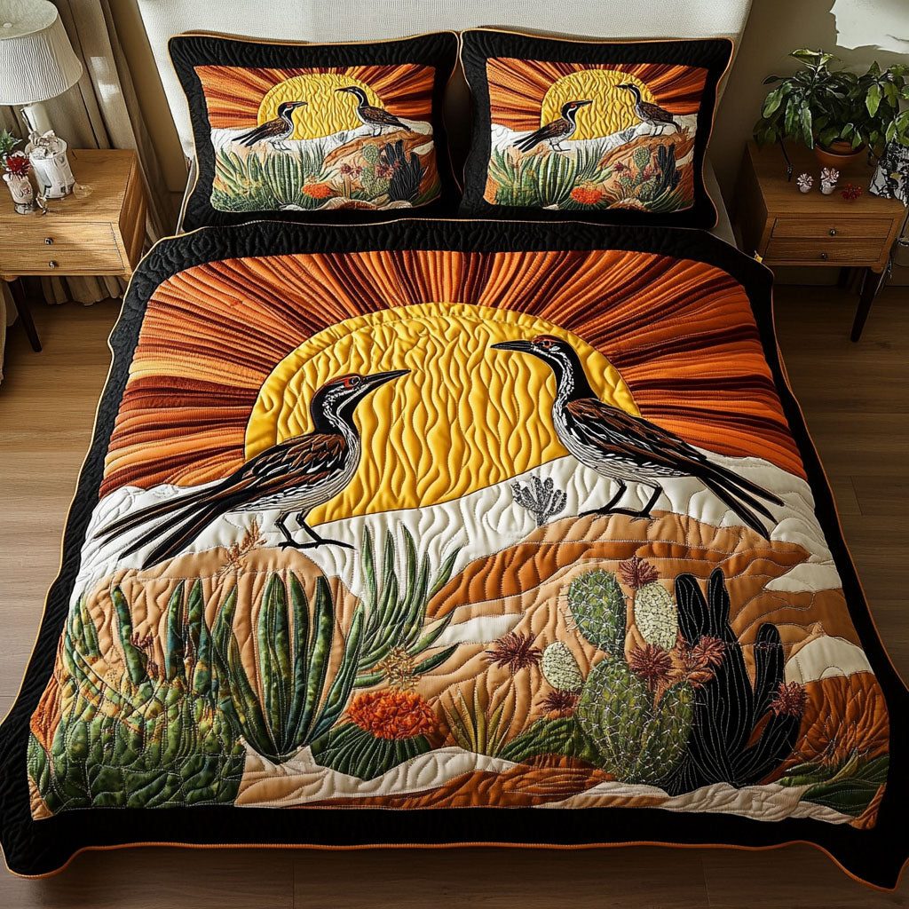 Radiant Chase quilted 3-piece bedding set on a made bed with two matching pillow shams
