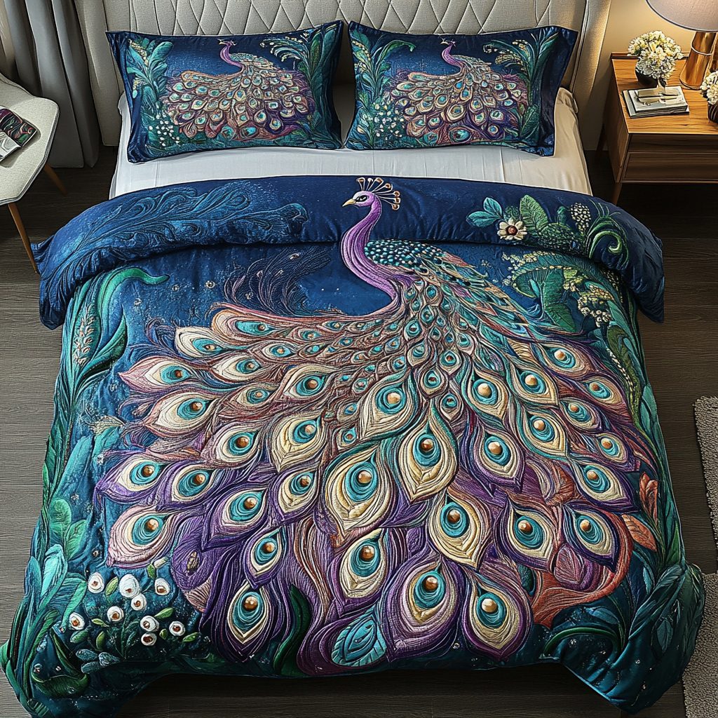 Regal Display quilted 3-piece bedding set on a made bed with two matching pillow shams