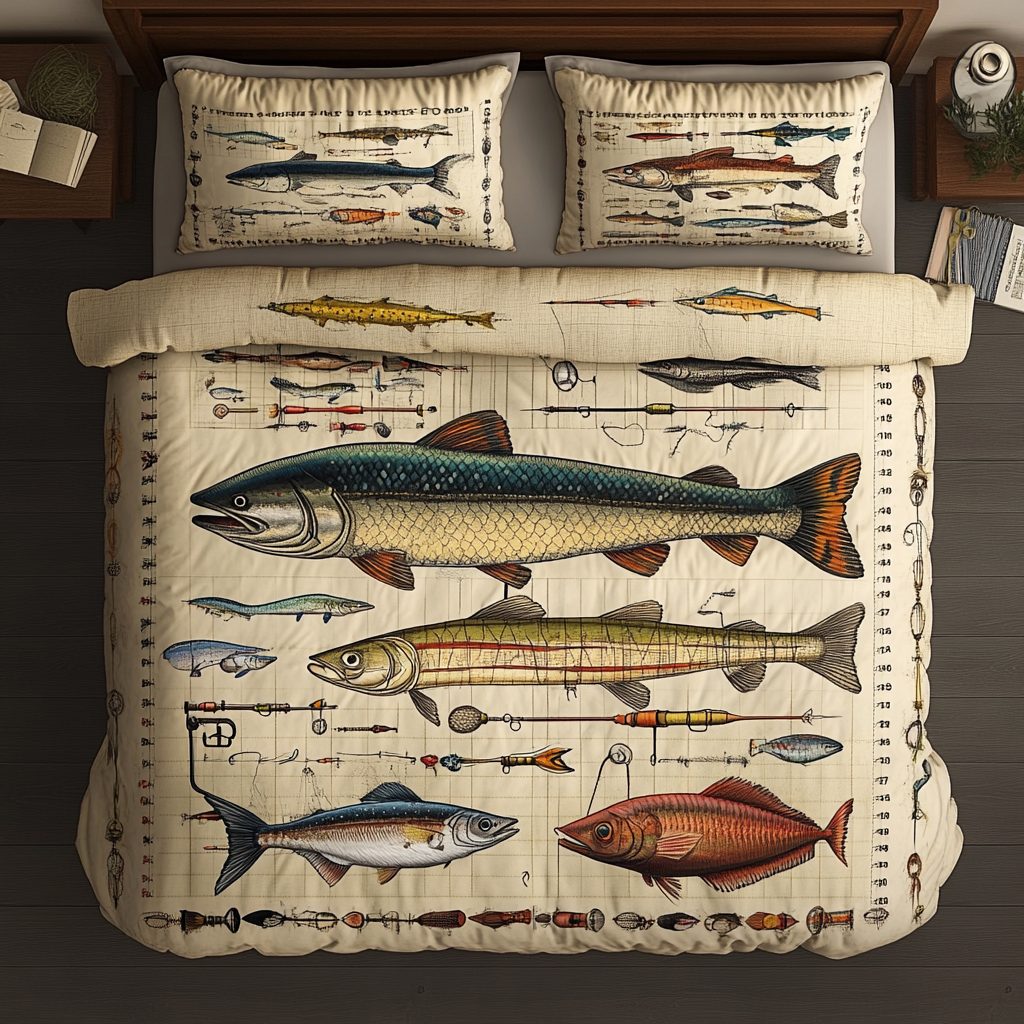 River Hunt quilted 3-piece bedding set on a made bed with two matching pillow shams