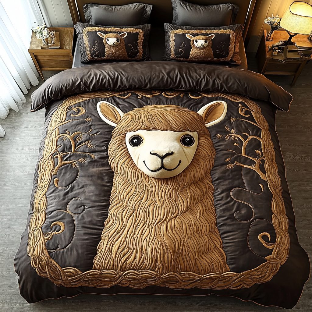 Serene Horizon quilted 3-piece bedding set on a made bed with two matching pillow shams
