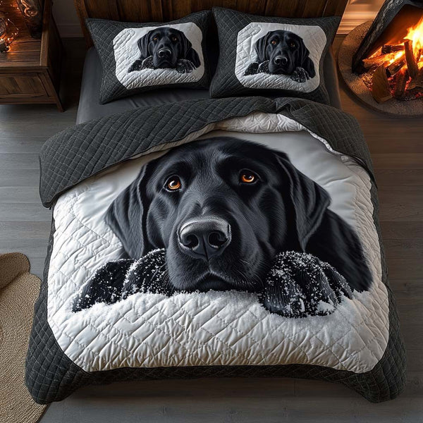 Soft Whispers quilted 3-piece bedding set on a made bed with two matching pillow shams