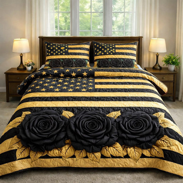 Star Legacy quilted 3-piece bedding set on a made bed with two matching pillow shams