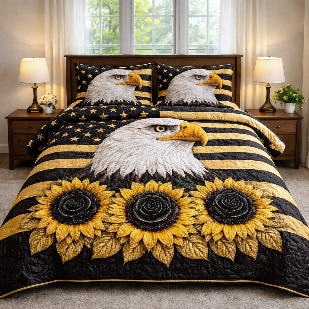 Star Legacy quilted 3-piece bedding set on a made bed with two matching pillow shams
