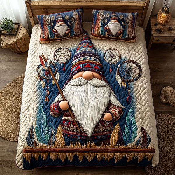 Star Seeker quilted 3-piece bedding set on a made bed with two matching pillow shams