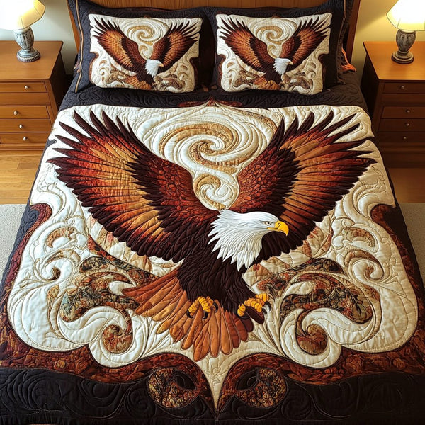 Star Soar quilted 3-piece bedding set on a made bed with two matching pillow shams