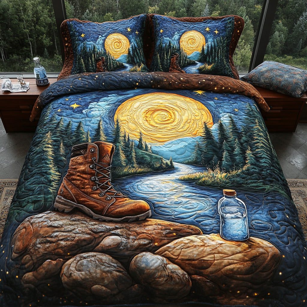 Summit Spirit quilted 3-piece bedding set on a made bed with two matching pillow shams