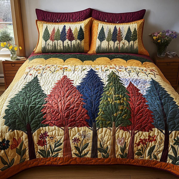 Timber Haven quilted 3-piece bedding set on a made bed with two matching pillow shams