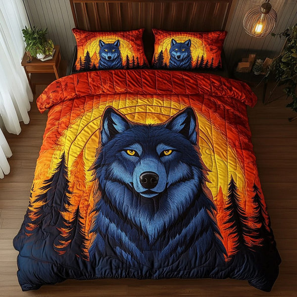 Timber Roamer quilted 3-piece bedding set on a made bed with two matching pillow shams