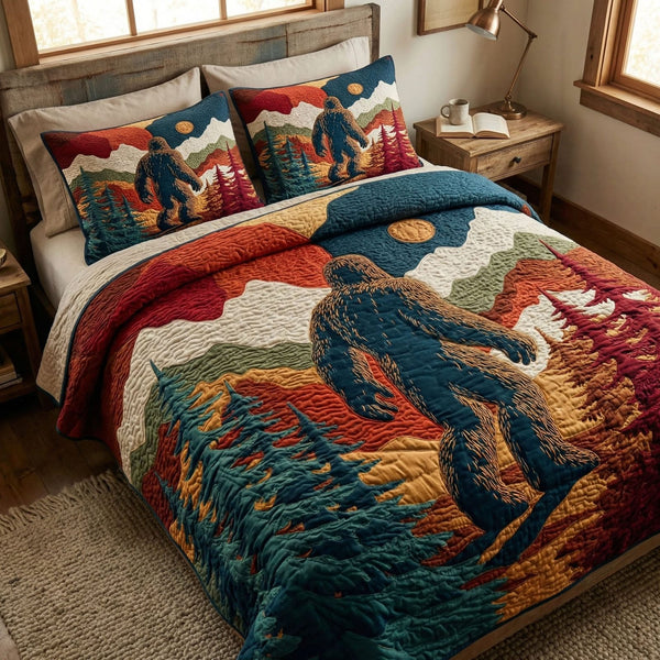 Timberland Twilight quilted 3-piece bedding set on a made bed with two matching pillow shams