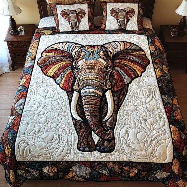 Timeless Guardian quilted 3-piece bedding set on a made bed in a farmhouse bedroom
