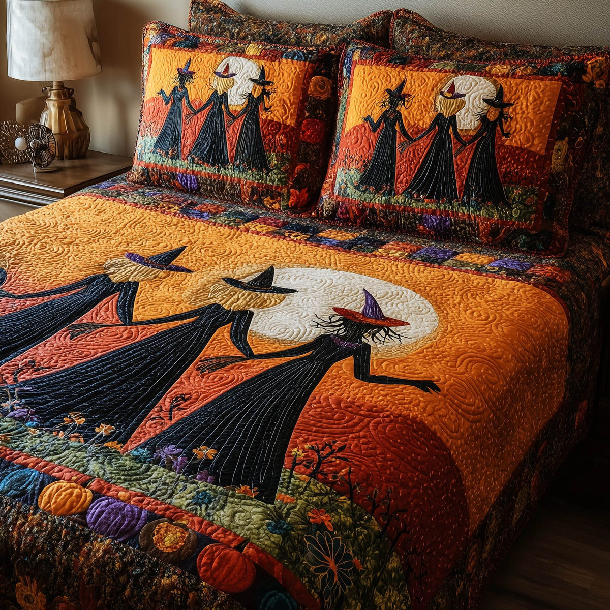 Timeless Magic quilted 3-piece bedding set on a made bed in a farmhouse bedroom