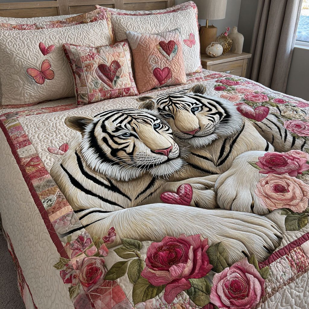 True Together quilted 3-piece bedding set on a made bed with two matching pillow shams
