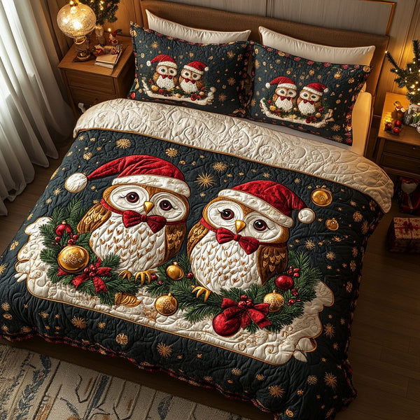 Twinkling Wings quilted 3-piece bedding set on a made bed with two matching pillow shams