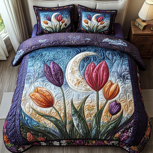 Velvet Tulip quilted 3-piece bedding set on a made bed with two matching pillow shams