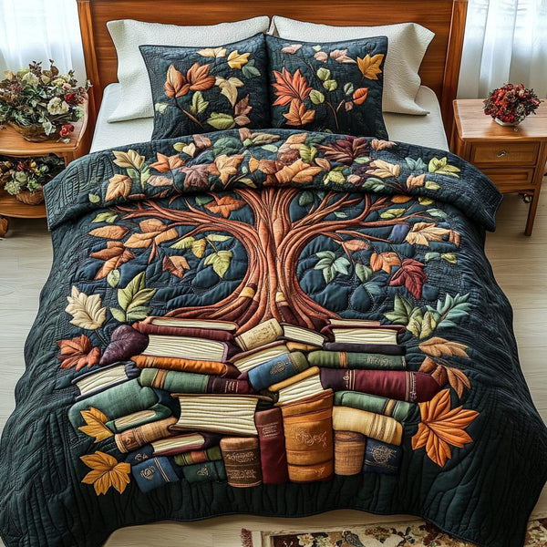 Verse Velvet quilted 3-piece bedding set on a made bed in a softly lit bedroom