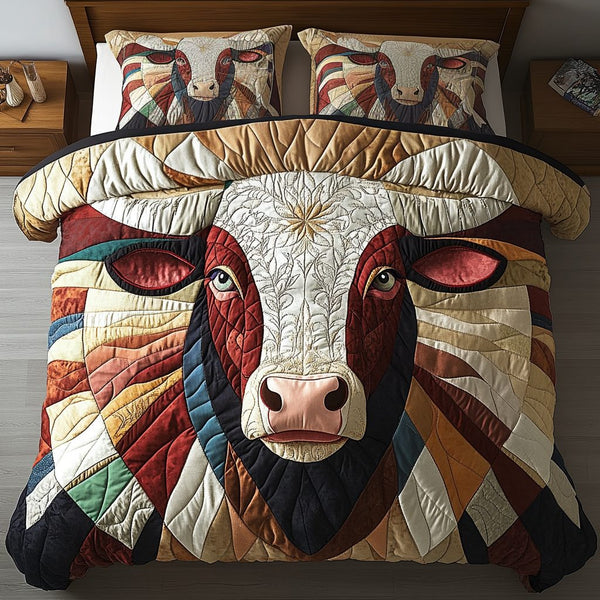 Western Pride quilted 3-piece bedding set on a made bed in a rustic timber bedroom
