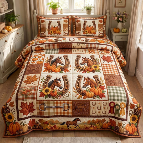 Western Soul quilted 3-piece bedding set on a made bed in a rustic timber bedroom