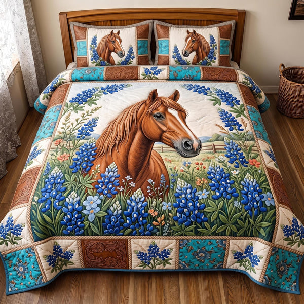 Western Soul quilted 3-piece bedding set on a made bed in a rustic timber bedroom