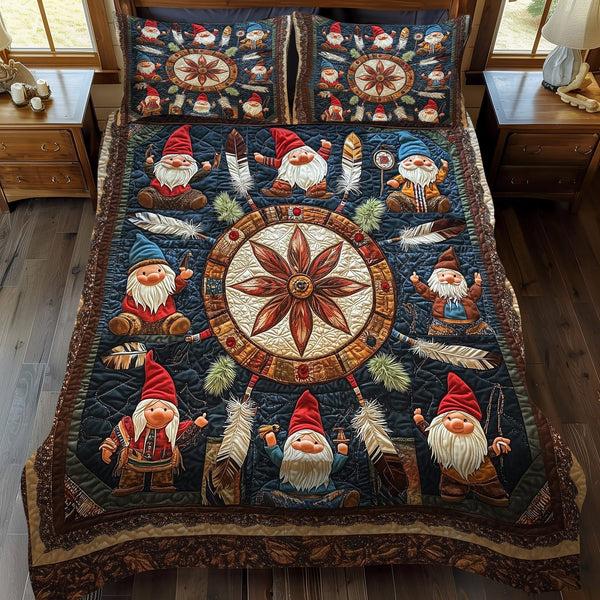 Whispering Winds quilted 3-piece bedding set on a made bed with two matching pillow shams