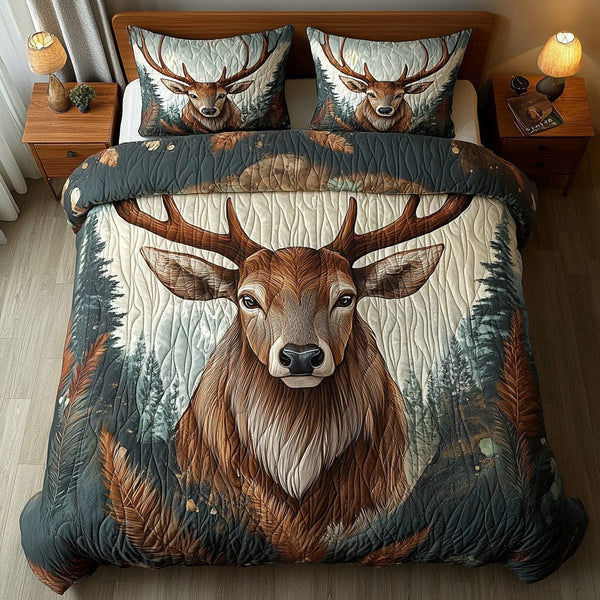 Wild Grace quilted 3-piece bedding set on a made bed with two matching pillow shams