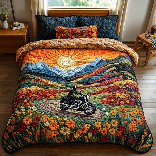Wild Horizons quilted 3-piece bedding set on a made bed with two matching pillow shams