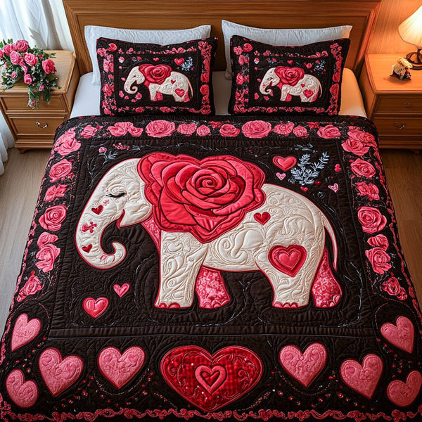 Wild Soulmates quilted 3-piece bedding set on a made bed with two matching pillow shams