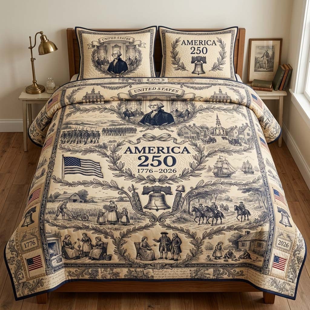 Colonial Heritage 3-Piece Quilted Bedding Set — quilt and two matching pillow shams