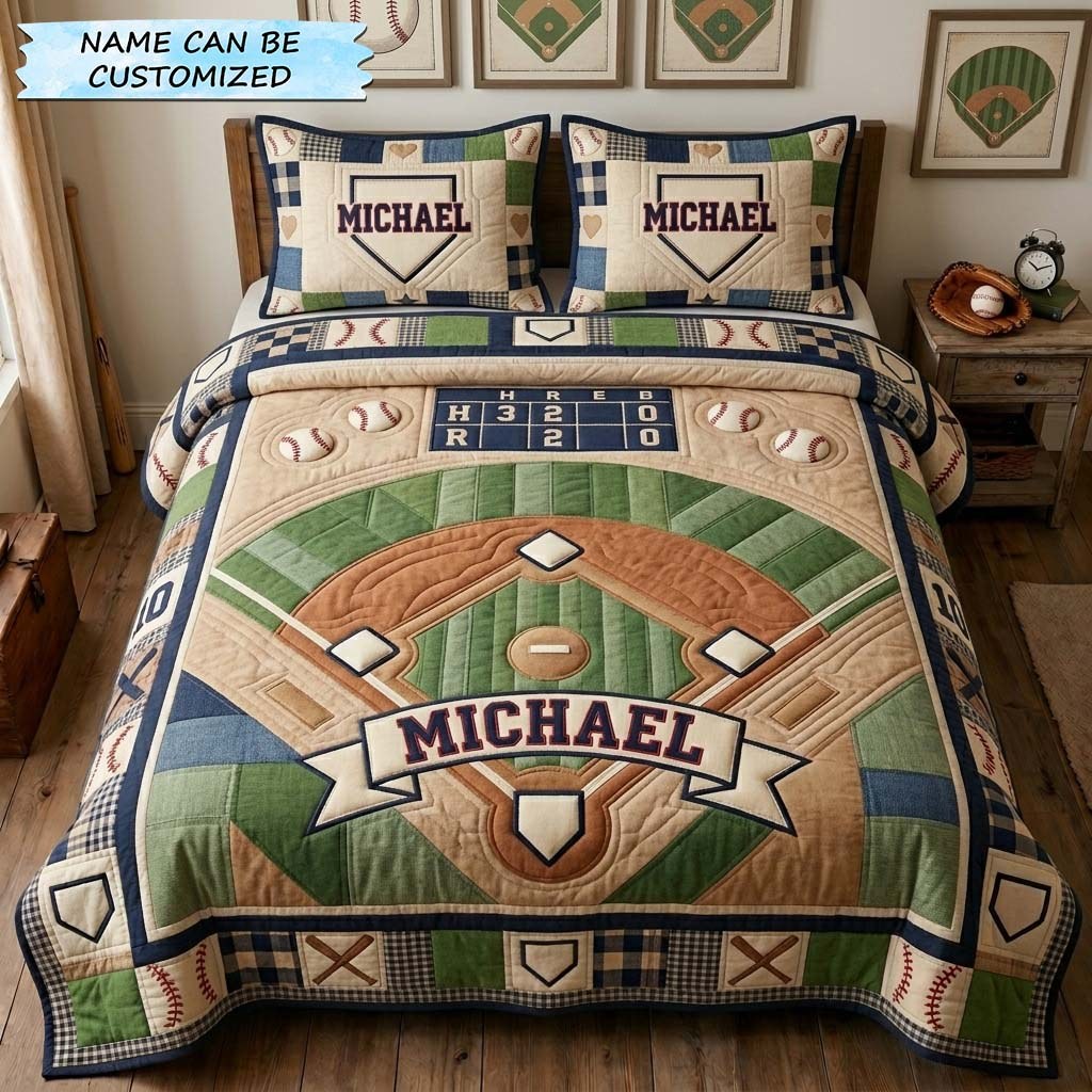 Field Classic 3-Piece Quilted Bedding Set QTCUZ — quilt and two matching pillow shams