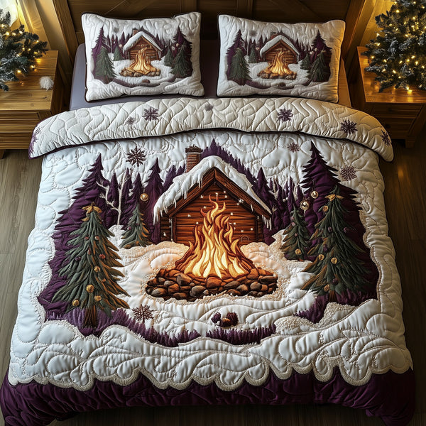 Cozy Winter 3-Piece Quilted Bedding Set - Design 1 — quilt and two matching pillow shams
