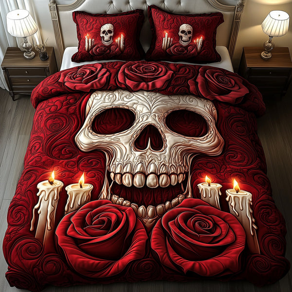 A Valentine Dinner 3-Piece Quilted Bedding Set - Design 1 — quilt and two matching pillow shams