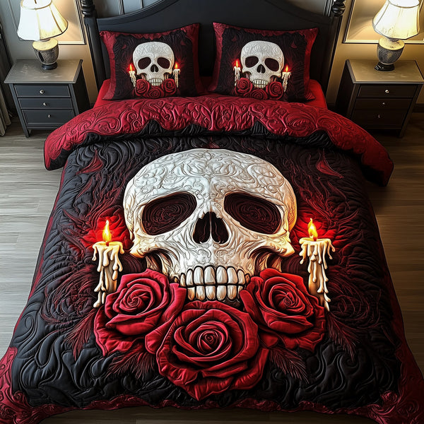 A Valentine Dinner 3-Piece Quilted Bedding Set - Design 3 — quilt and two matching pillow shams