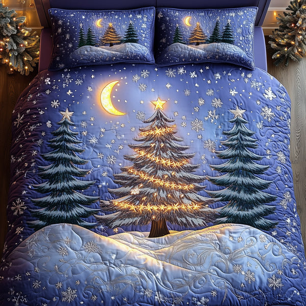 Christmas Tree 3-Piece Quilted Bedding Set - Design 7 — quilt and two matching pillow shams